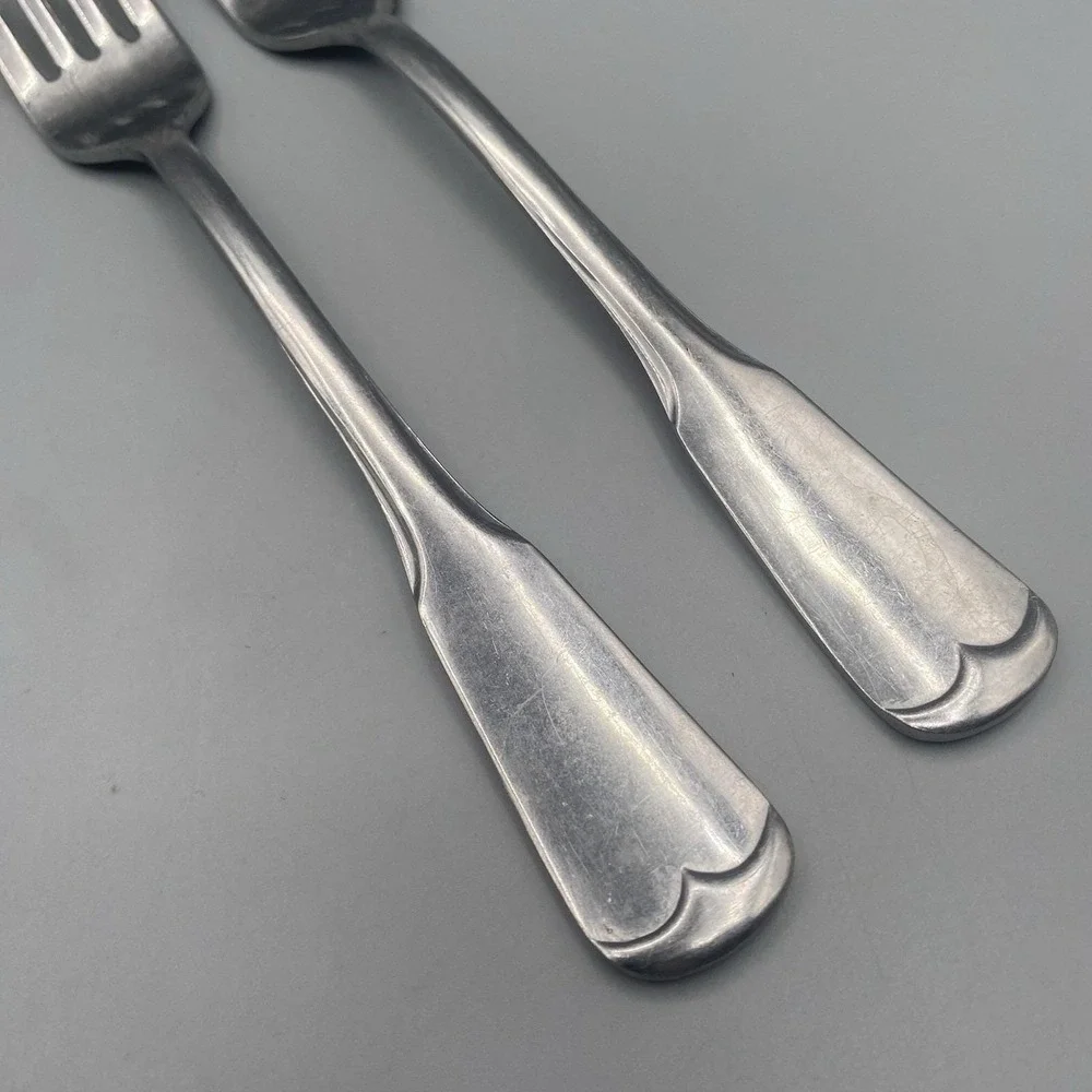 OLDE SALEM 2pcs Dinner Forks Tipped End National Stainless Japan 7.25